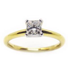 Princess Cut Solitaire Two-tone Ring