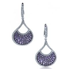 Purple Sapphire and Diamond Earrings