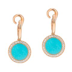 Round Turquoise and Diamond Earrings