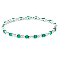 Alternating Emerald & Diamond Bracelet