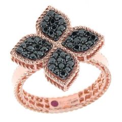 Princess Flower Black Diamond and Ruby Ring
